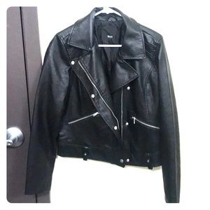 Black leather jacket - size L- mossimo